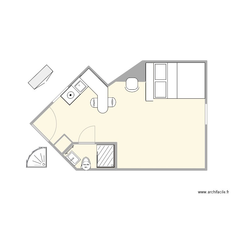 VAUTHIER v2. Plan de 2 pièces et 22 m2