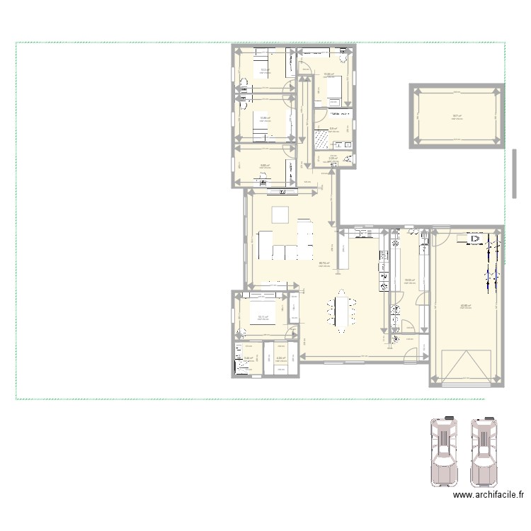 logis de tilloux v11. Plan de 13 pièces et 225 m2