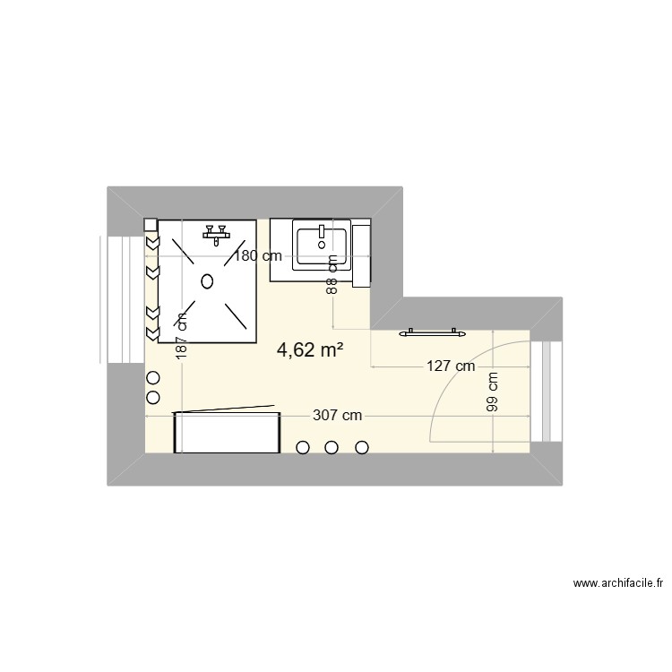 sdb Del 1. Plan de 1 pièce et 5 m2