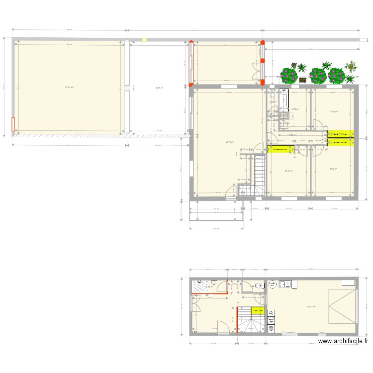 plan de base 2. Plan de 15 pièces et 244 m2