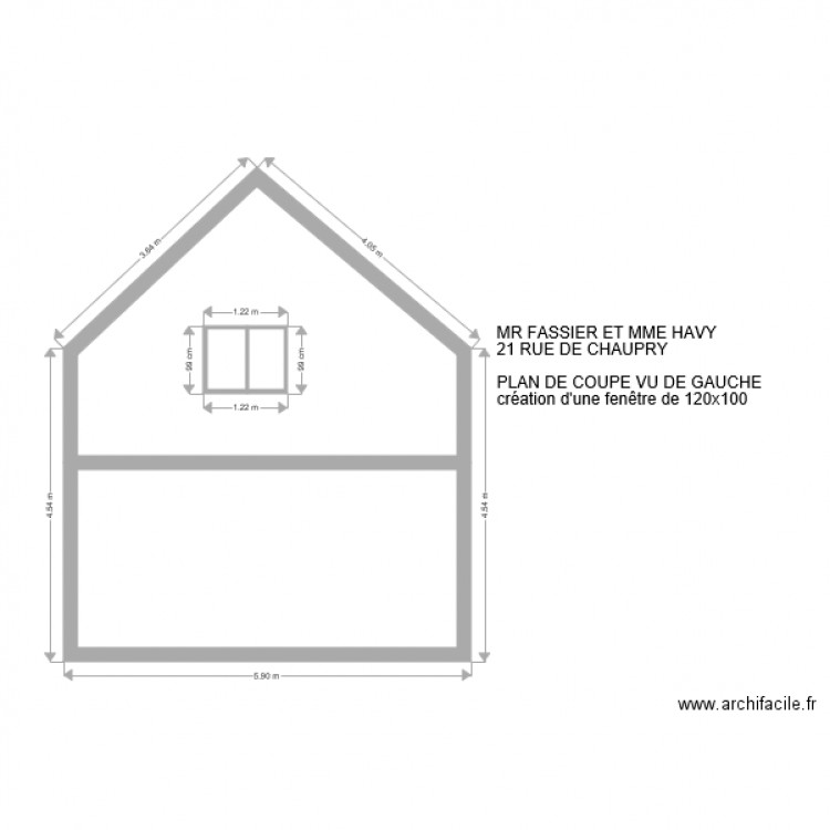 plan de coupe vu de gauche. Plan de 0 pièce et 0 m2