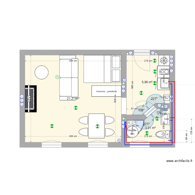 appartement graulhet. Plan de 3 pièces et 30 m2