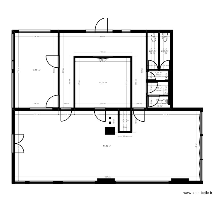 Paris Thionville 75019 Existant JORDAN. Plan de 10 pièces et 136 m2