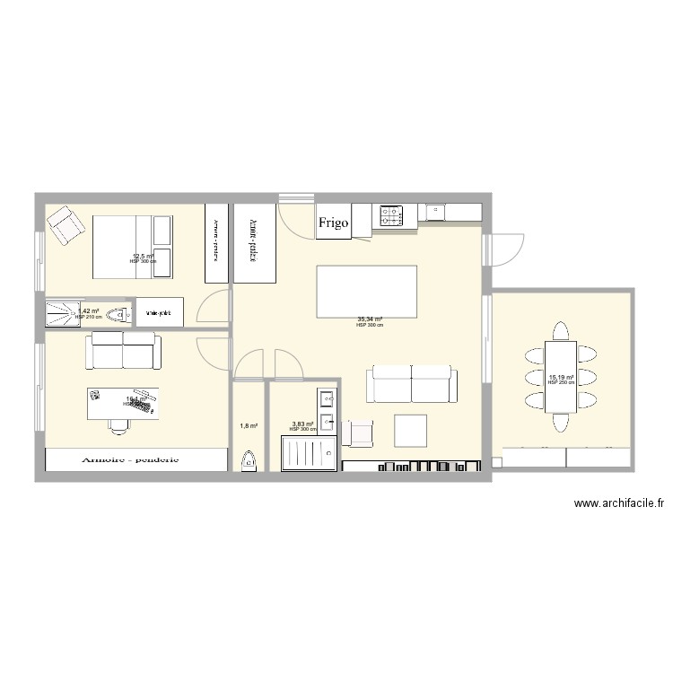 Fragonard Avant Travaux. Plan de 7 pièces et 86 m2