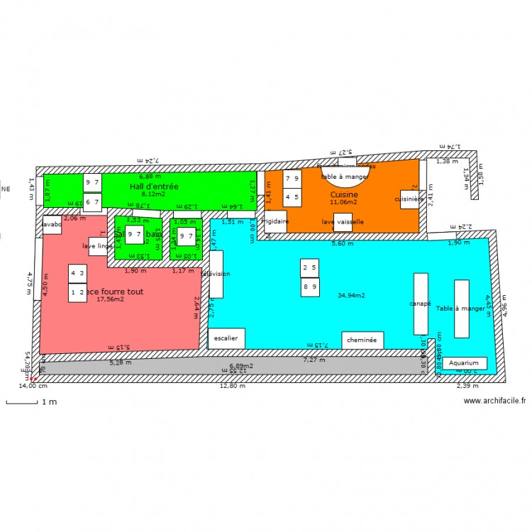 plan Fen Shui. Plan de 0 pièce et 0 m2