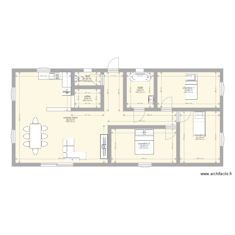 maison rectangle. Plan de 0 pièce et 0 m2