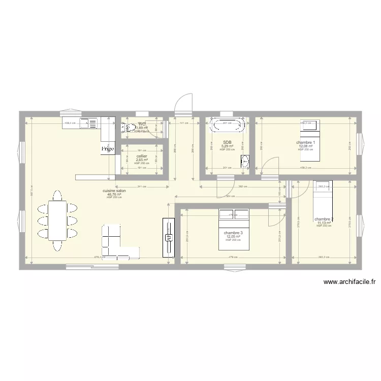 maison rectangle. Plan de 