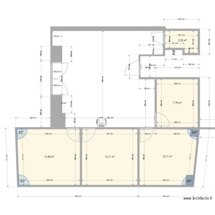 Location provisoire 3. Plan de 5 pièces et 48 m2