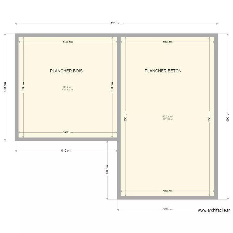 SURFACE PLANCHER RDC PETOT. Plan de 