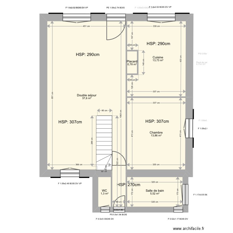 Froidefond. Plan de 13 pièces et 203 m2