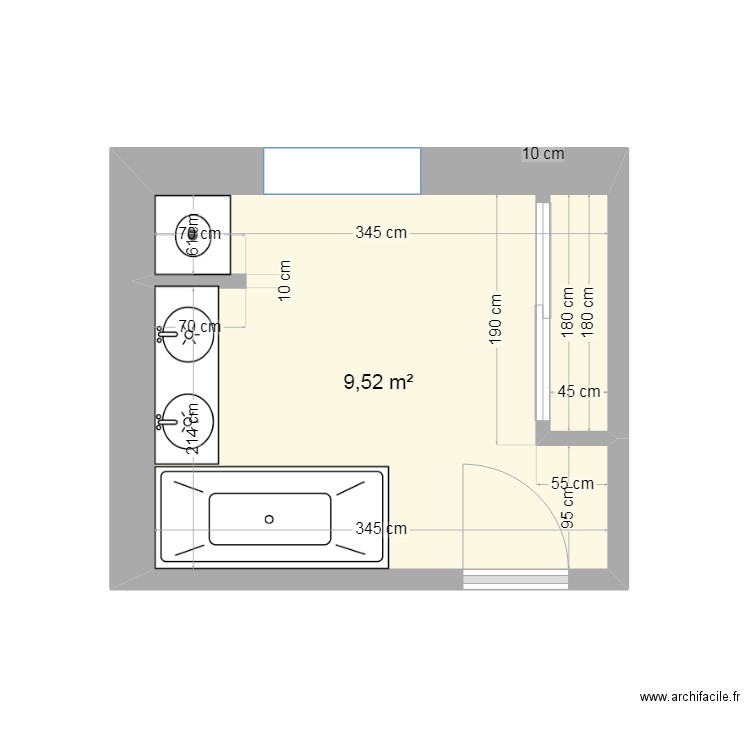 SDB1. Plan de 1 pièce et 10 m2