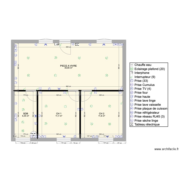 appartement clermont ELEC A FINIR. Plan de 4 pièces et 61 m2