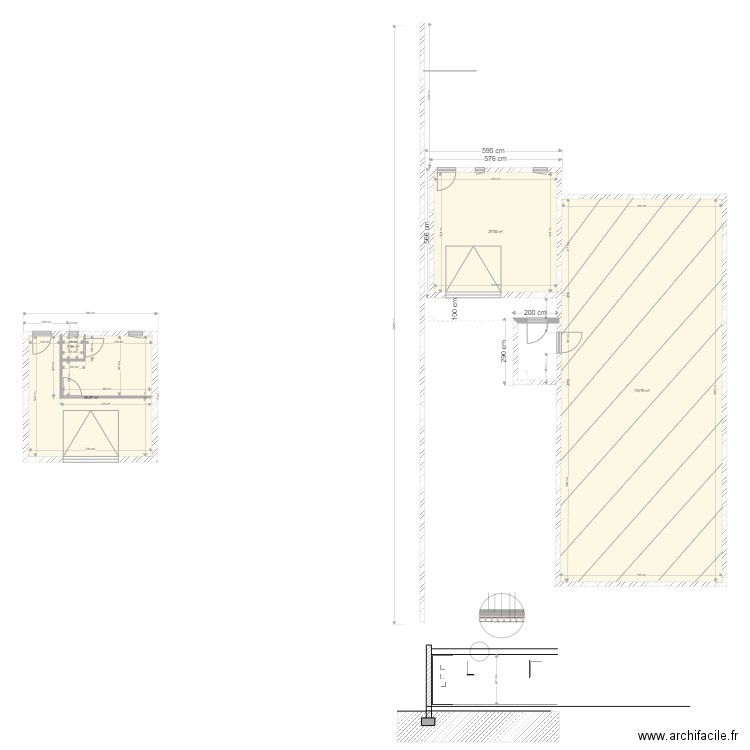 plan avec détail toiture. Plan de 4 pièces et 172 m2