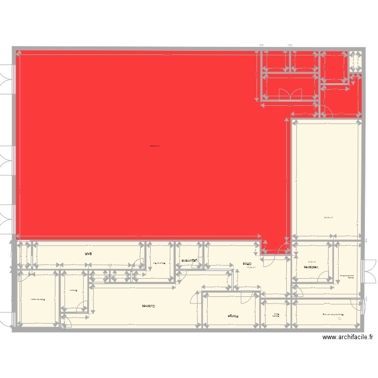 Plan zone public. Plan de 18 pièces et 478 m2