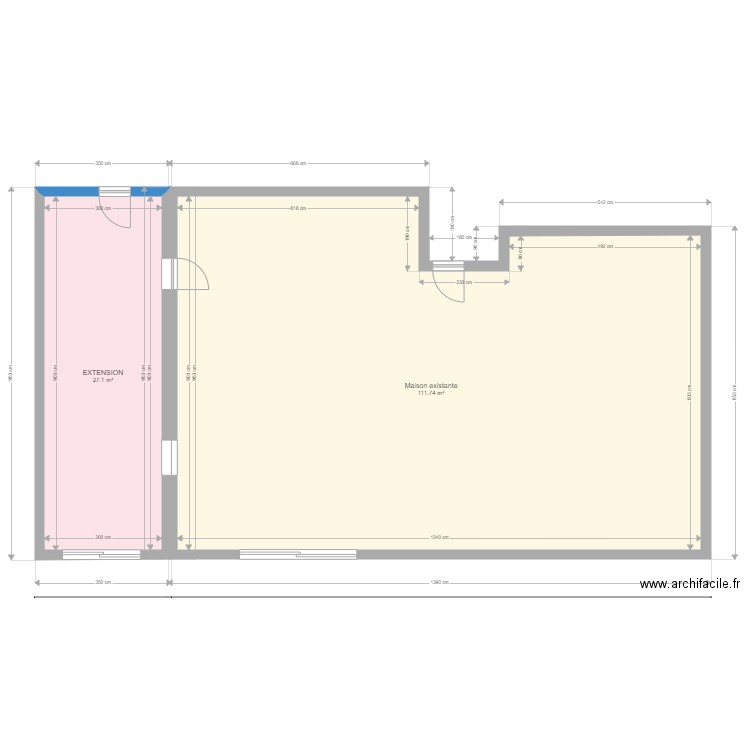 extension maison. Plan de 0 pièce et 0 m2