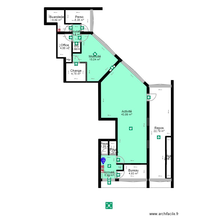 92 Nanterre Projet EVAC. Plan de 14 pièces et 119 m2