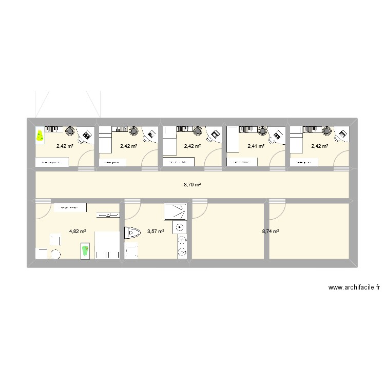 opunaise. Plan de 12 pièces et 78 m2