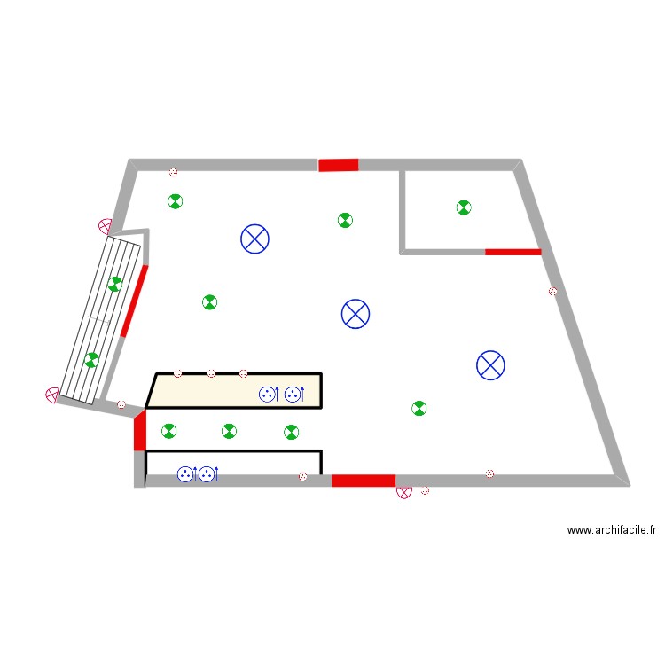 salle. Plan de 1 pièce et 3 m2