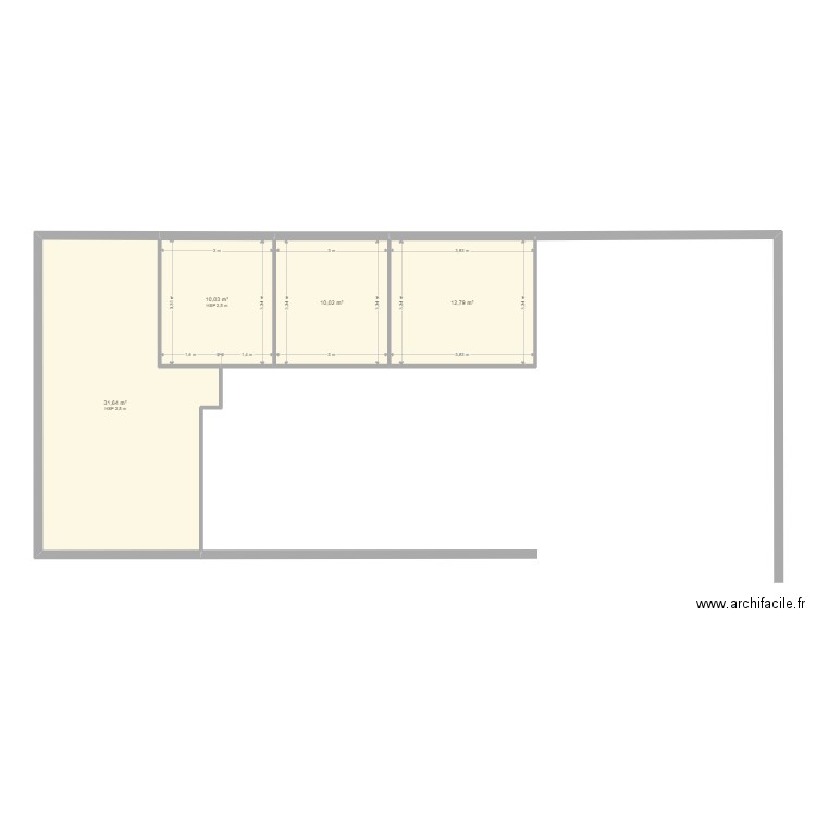 PLAN MAISON BRUT. Plan de 4 pièces et 64 m2