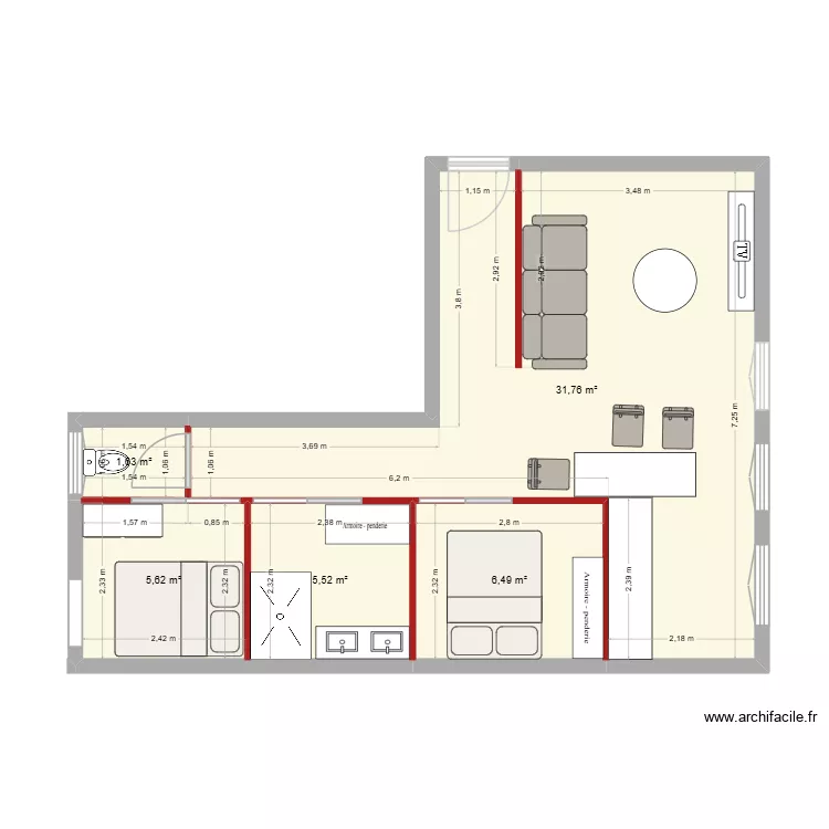 t3 villeneuve 021026. Plan de 5 Pièces et 51 m²