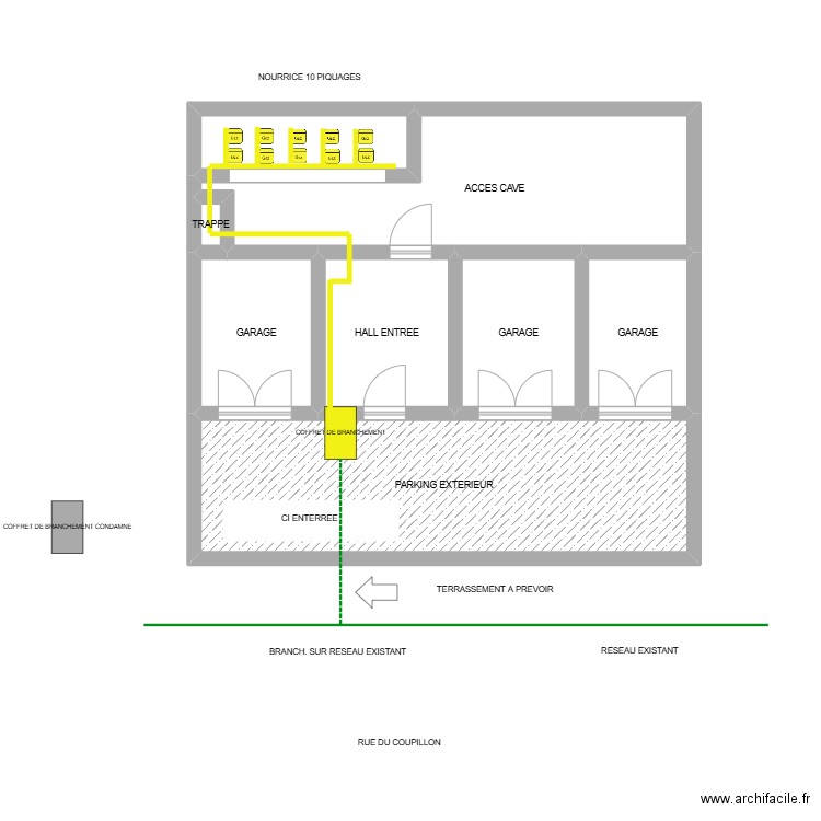 40 CPOUPILLON APRES. Plan de 8 pièces et 69 m2