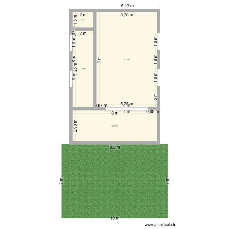 Ban2. Plan de 4 pièces et 93 m2