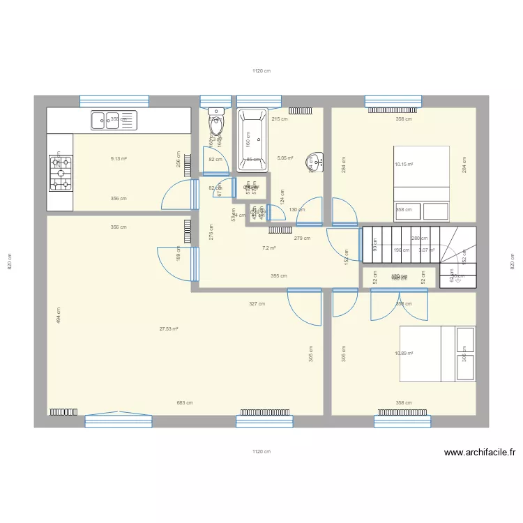 Plan des Castors existant premier &eacute;tage . Plan de 