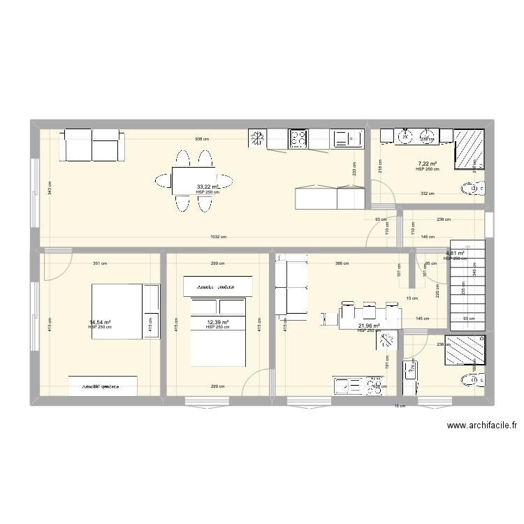 plan 2 appart. Plan de 6 pièces et 94 m2