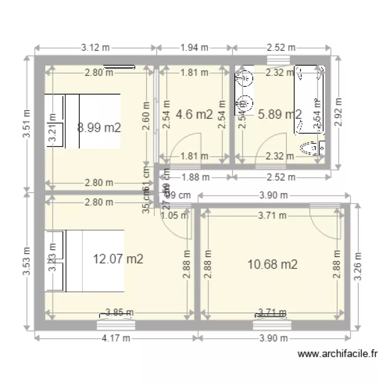 chambre 1 stporchaire. Plan de 
