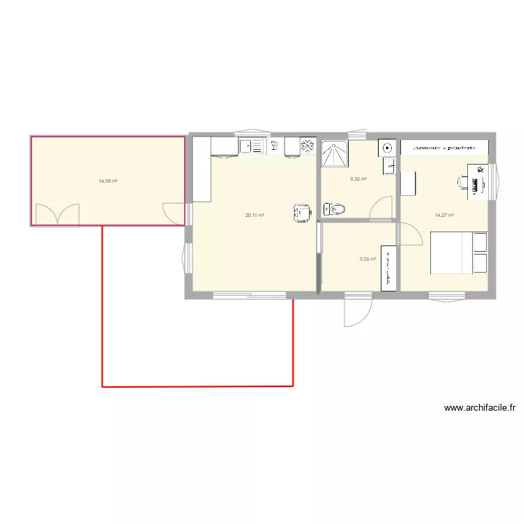 Maison 50 m2 avec bureau. Plan de Maison 50 m2 avec bureau. Plan de