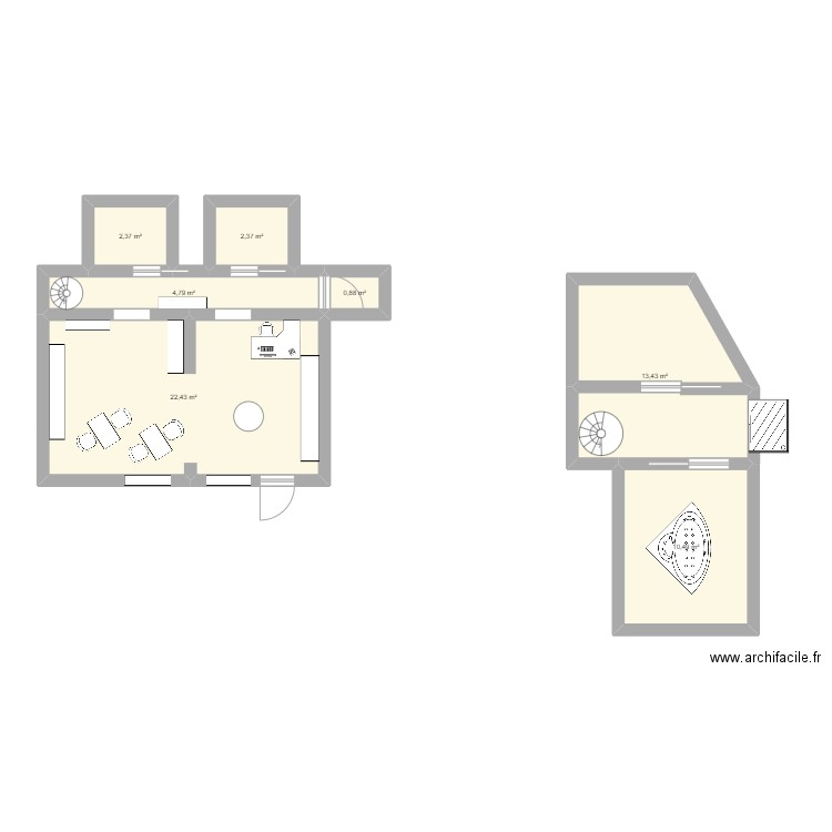 institut sibelle. Plan de 7 pièces et 57 m2