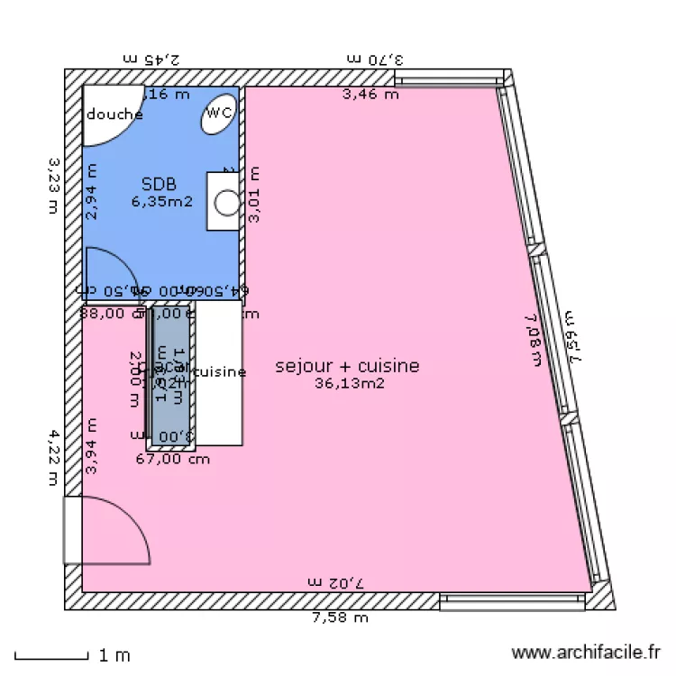 4eme etage PRADES studio panoramique . Plan de 