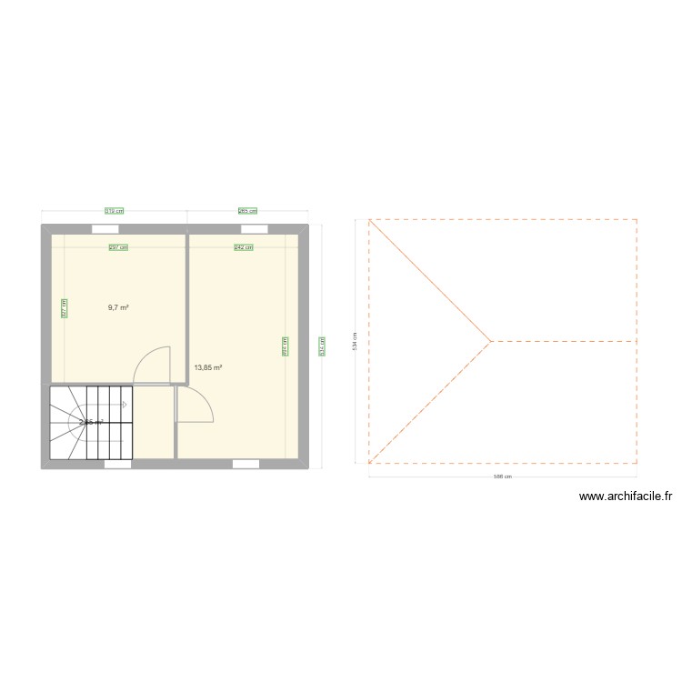 Combles. Plan de 0 pièce et 0 m2