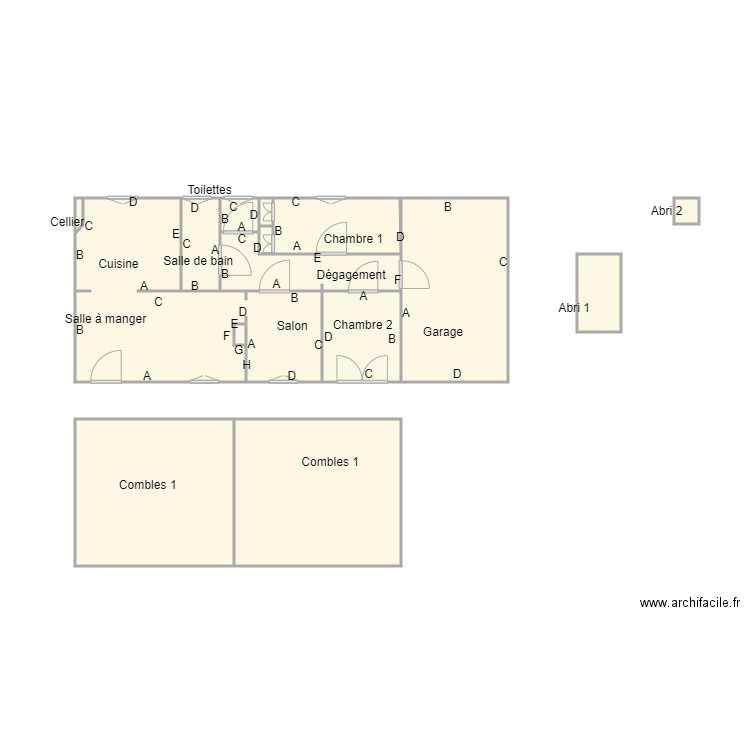 Croquis PASQUELIN. Plan de 15 pièces et 50 m2