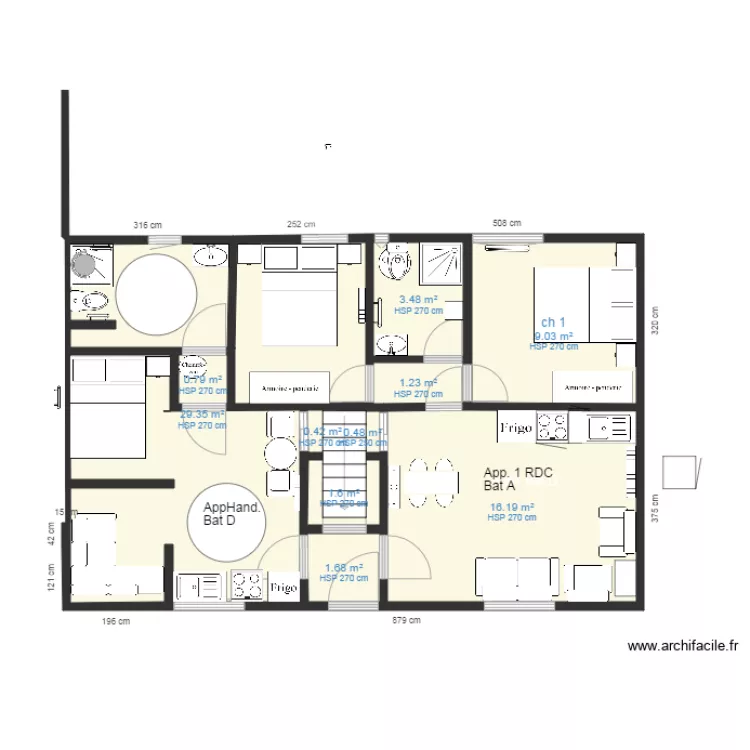 Batiment A cot&eacute; jardin Norm  et Handicap&eacute;  OKk. Plan de 