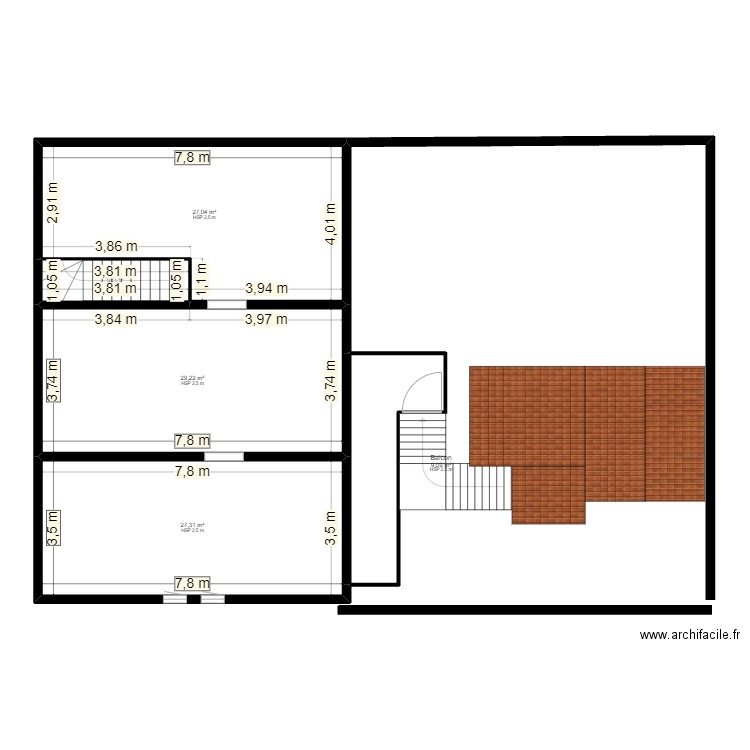 plan 52B - Grenier. Plan de 5 pièces et 97 m2