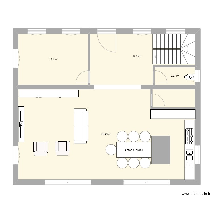 maison. Plan de 4 pièces et 104 m2