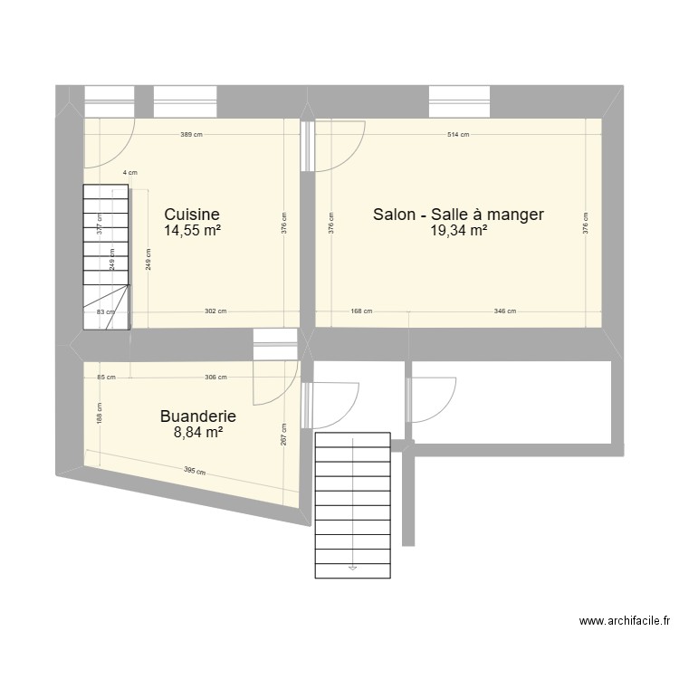 Coraline PAUL - Rez - Vente. Plan de 3 pièces et 43 m2