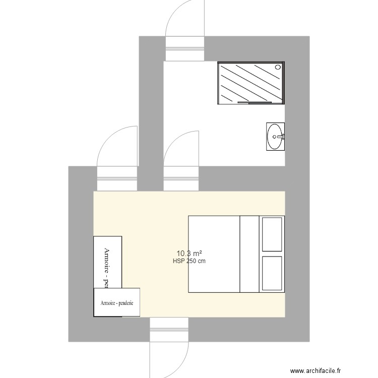 chambre mesures actuelles. Plan de 0 pièce et 0 m2