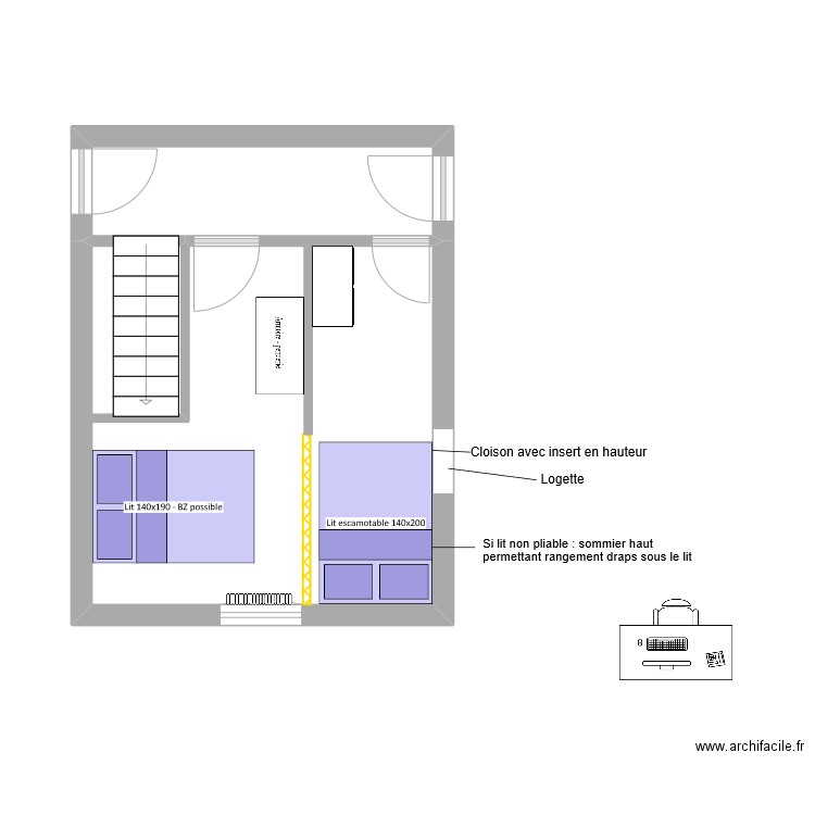 Chambre communs bis. Plan de 0 pièce et 0 m2