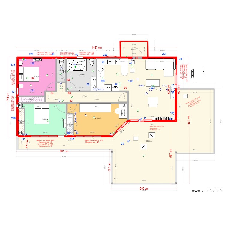 Villa Cocotte Ducos - SDB 2. Plan de 23 pièces et 273 m2