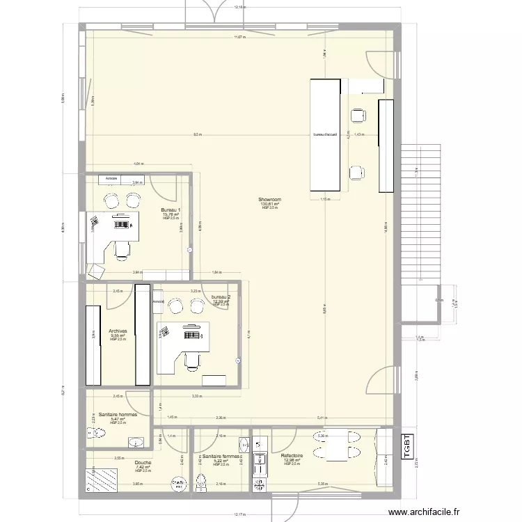 dacof rdc 20. Plan de 8  et 200 m²