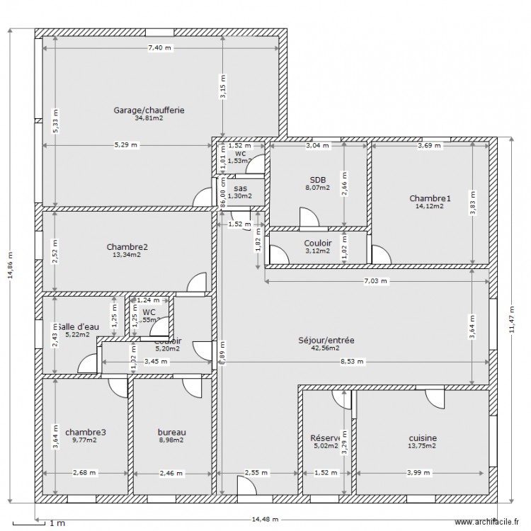 Maison de Plein-Pied. Plan de 0 pièce et 0 m2