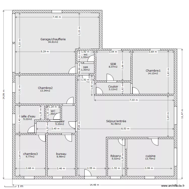 Maison de Plein-Pied. Plan de Maison de Plein-Pied. Plan de