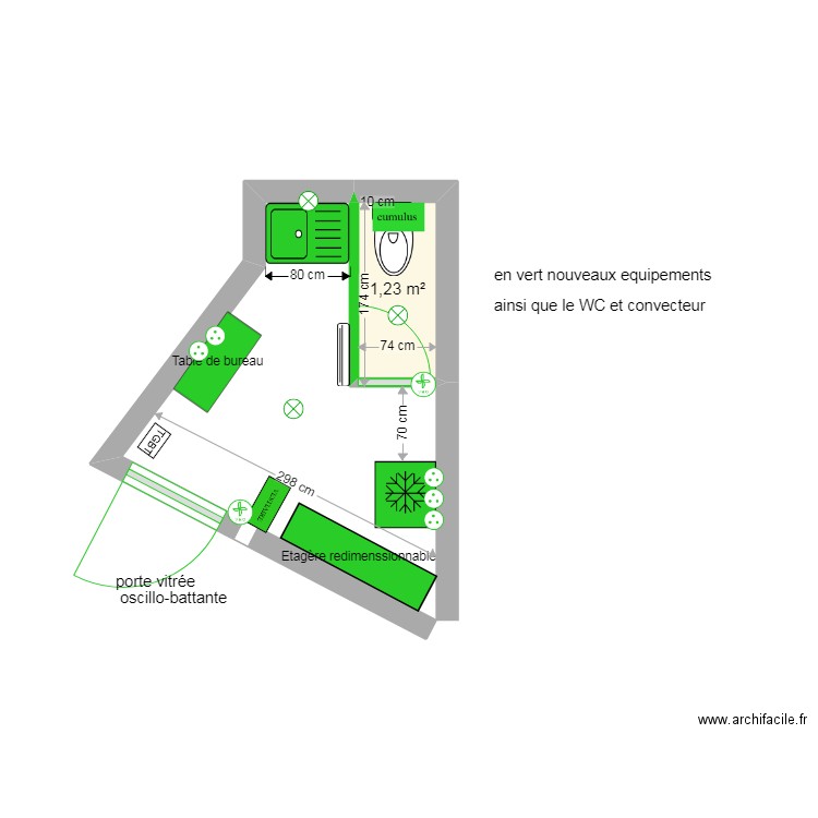 loge projet les platanes. Plan de 1 pièce et 1 m2