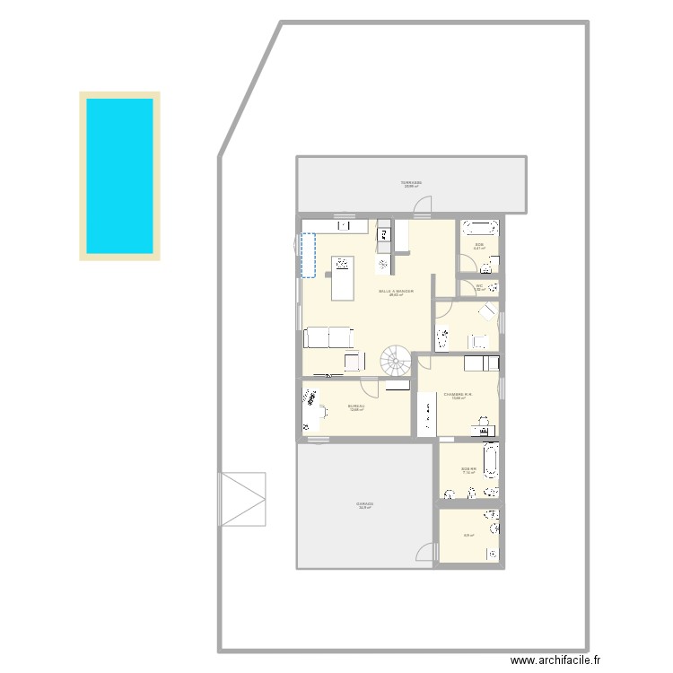 AMES CLAIRES. Plan de 9 pièces et 166 m2