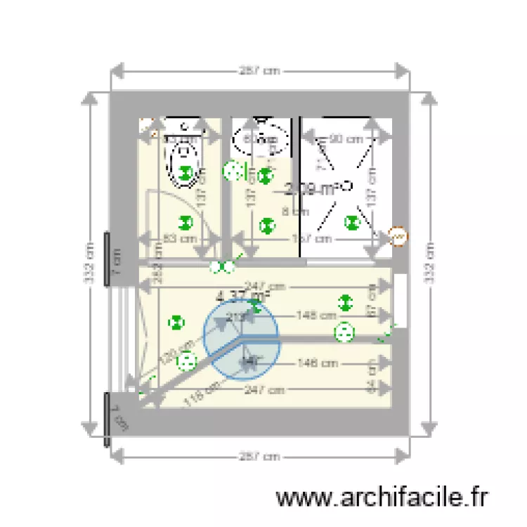 salle de bain modifi&eacute;e fussy. Plan de 