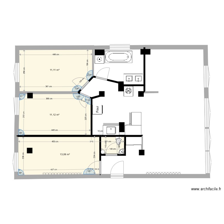 ALESIA PROJET. Plan de 3 pièces et 35 m2