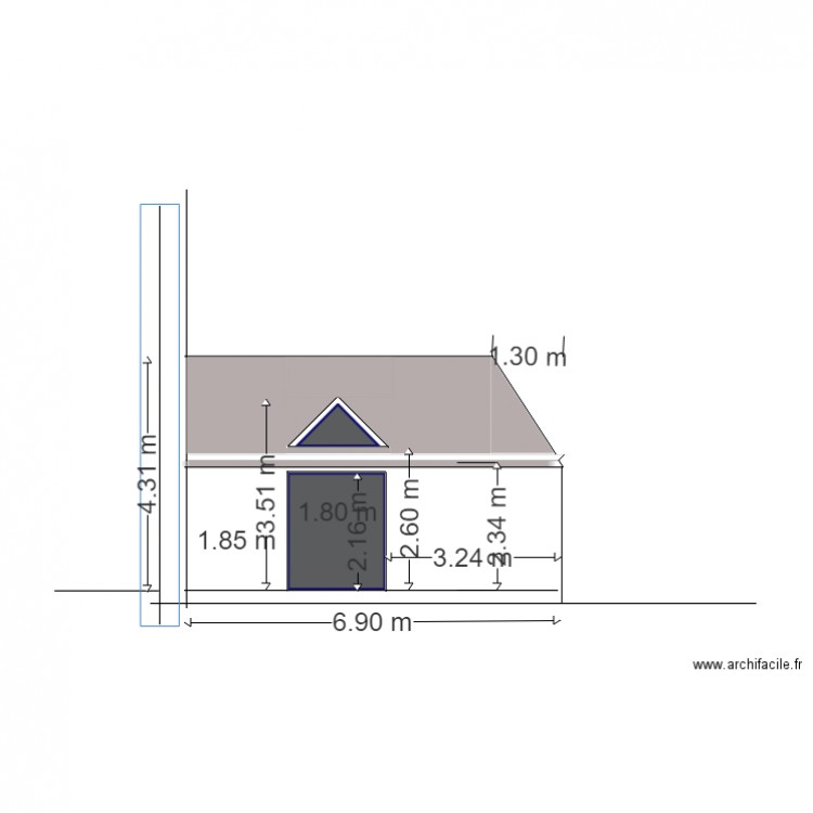 plan facade sud. Plan de 0 pièce et 0 m2