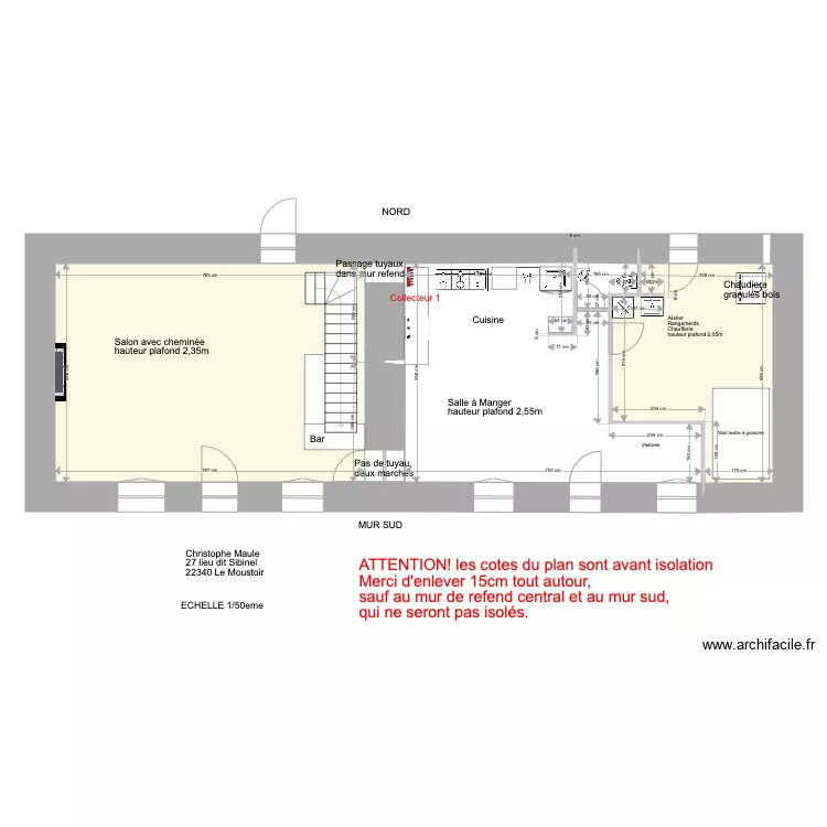 Sibinel Rez de chaussee Etude chauffage. Plan de 
